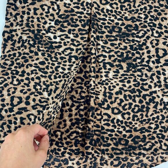 Daniel Rainn Brown Animal Print Sleeveless Blouse Chiffon V-Neck Tank Size M - Picture 7 of 8